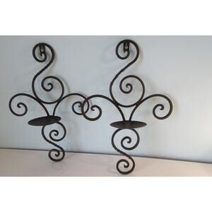 Carrington Metal Wall Hangings Scones Set of 2 Scrolling Black Foldable New